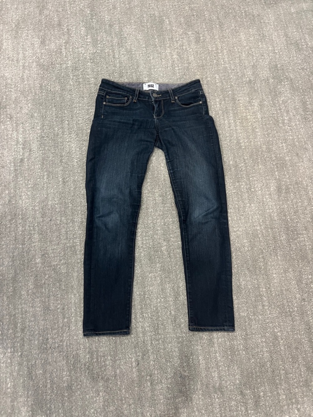 PAIGE womens Slim Straight Jeans in Dark Indigo kylie crop